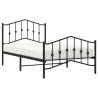 Metal Bed Frame with Headboard & Footboard - Black 100x190 cm