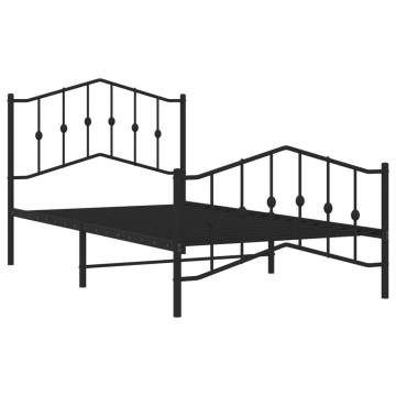 Metal Bed Frame with Headboard & Footboard - Black 100x190 cm