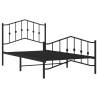 Metal Bed Frame with Headboard & Footboard - Black 100x190 cm