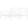 Elegant White Metal Bed Frame with Headboard & Footboard 140x200