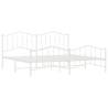 Elegant White Metal Bed Frame with Headboard | 193x203 cm