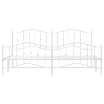 Elegant White Metal Bed Frame with Headboard | 193x203 cm