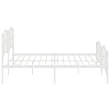 Elegant White Metal Bed Frame with Headboard | 193x203 cm