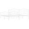 Elegant White Metal Bed Frame with Headboard | 193x203 cm