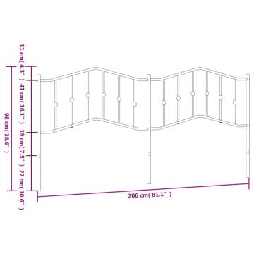 White Metal Headboard 200 cm - Stylish & Stable Design