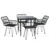 5 Piece Black Poly Rattan Garden Dining Set | HipoMarket