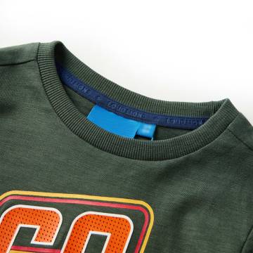 Kids' Long Sleeve T-shirt Dark Green with Racing Car - Size 128