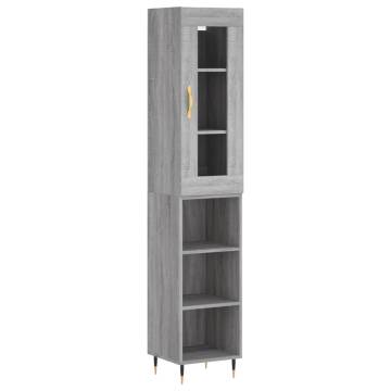 Stylish Highboard Grey Sonoma - Engineered Wood Storage 34.5x34x180 cm