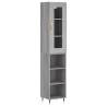 Stylish Highboard Grey Sonoma - Engineered Wood Storage 34.5x34x180 cm