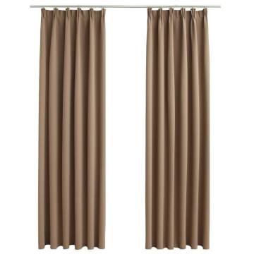 Taupe Blackout Curtains with Hooks - 140x245 cm (2 pcs)