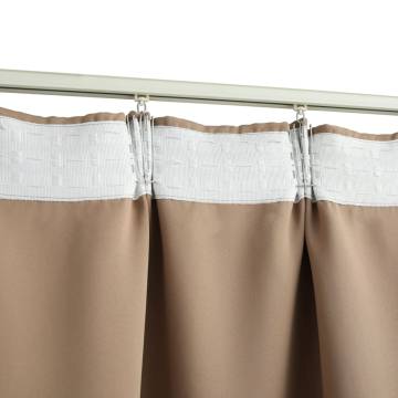 Taupe Blackout Curtains with Hooks - 140x245 cm (2 pcs)