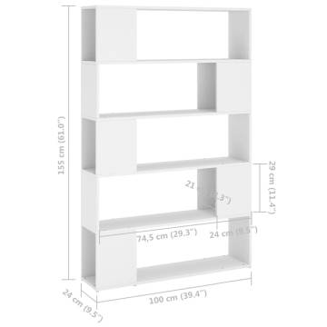 Stylish White Book Cabinet Room Divider - 100x24x155 cm