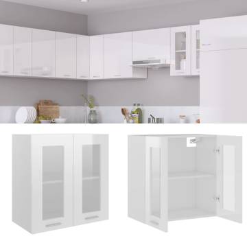 Hanging Glass Cabinet High Gloss White - 60x31x60 cm