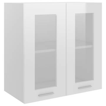 Hanging Glass Cabinet High Gloss White - 60x31x60 cm