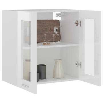 Hanging Glass Cabinet High Gloss White - 60x31x60 cm