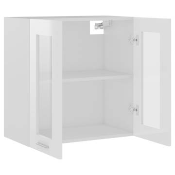 Hanging Glass Cabinet High Gloss White - 60x31x60 cm