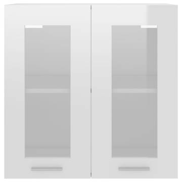 Hanging Glass Cabinet High Gloss White - 60x31x60 cm