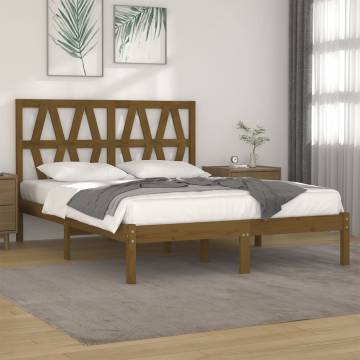 Honey Brown Solid Wood Pine Bed Frame 120x200 cm - Hipo Market