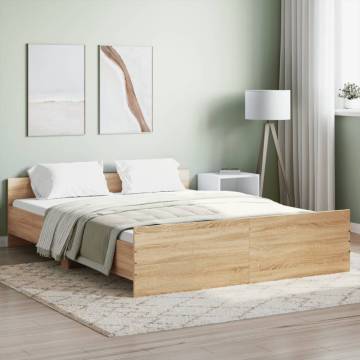 Sonoma Oak King Size Bed Frame with Headboard & Footboard