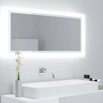 LED Bathroom Mirror High Gloss White 100x8.5x37 cm