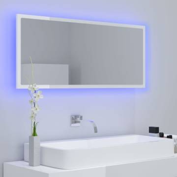 LED Bathroom Mirror High Gloss White 100x8.5x37 cm