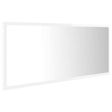 LED Bathroom Mirror High Gloss White 100x8.5x37 cm