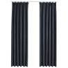 Blackout Curtains with Hooks - Anthracite 140x175 cm | HipoMarket