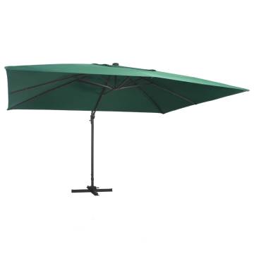 Cantilever Umbrella with LED Lights - Green 400x300 cm