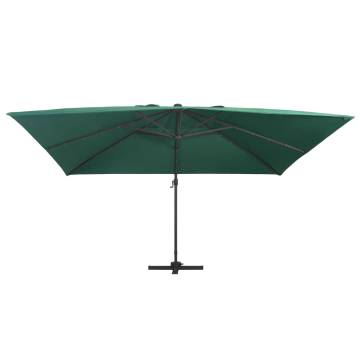 Cantilever Umbrella with LED Lights - Green 400x300 cm