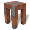 Handmade Solid Teak Wood & Resin Stool - Unique Rustic Design