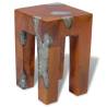 Handmade Solid Teak Wood & Resin Stool - Unique Rustic Design