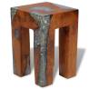 Handmade Solid Teak Wood & Resin Stool - Unique Rustic Design