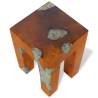 Handmade Solid Teak Wood & Resin Stool - Unique Rustic Design