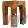 Handmade Solid Teak Wood & Resin Stool - Unique Rustic Design