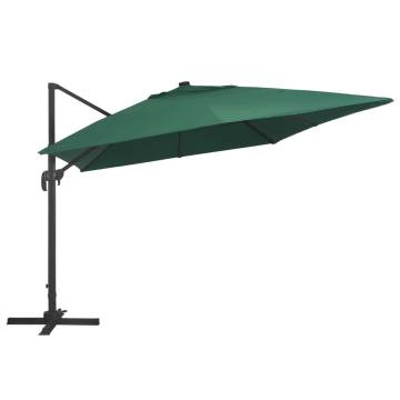 Cantilever Umbrella with LED Lights - Green 400x300 cm