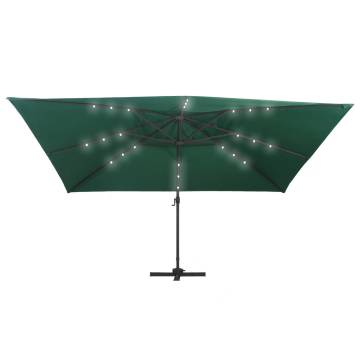 Cantilever Umbrella with LED Lights - Green 400x300 cm