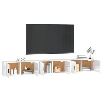 High Gloss White Wall-mounted TV Cabinets - 3 pcs Set | Hipo Market