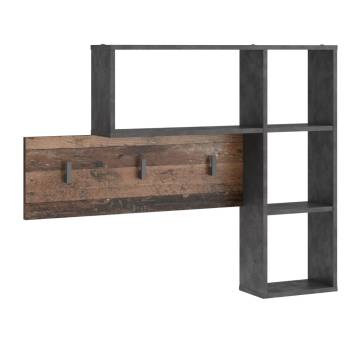 FMD Wall-mounted Coat Rack with 4 Compartments - Anthracite & Brown