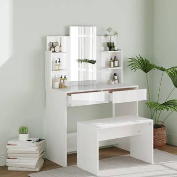 High Gloss White Dressing Table Set - Stylish & Functional