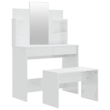 High Gloss White Dressing Table Set - Stylish & Functional