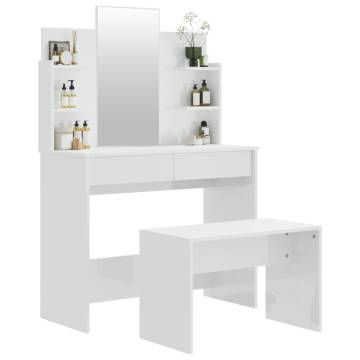 High Gloss White Dressing Table Set - Stylish & Functional