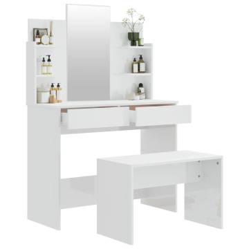 High Gloss White Dressing Table Set - Stylish & Functional