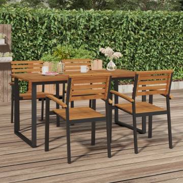 Garden Table with U-Shaped Legs | Solid Acacia Wood 160x80 cm