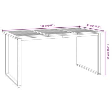 Garden Table with U-Shaped Legs | Solid Acacia Wood 160x80 cm