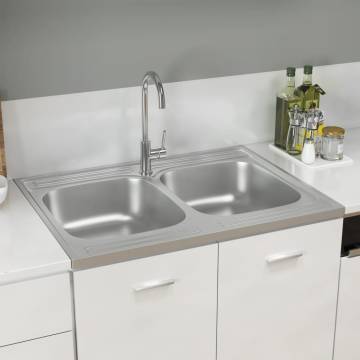 Double Basins Kitchen Sink - Stainless Steel 800x600 mm