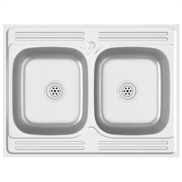 Double Basins Kitchen Sink - Stainless Steel 800x600 mm