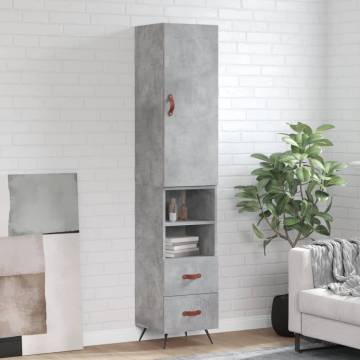 Stylish Highboard in Concrete Grey - 180 cm Engineered Wood