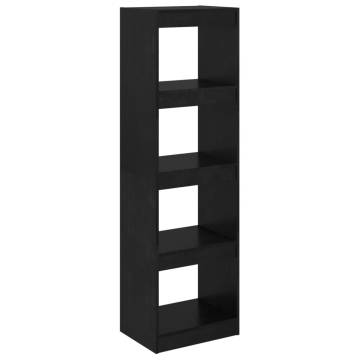 Stylish Black Book Cabinet Room Divider - Pinewood 40x30x135.5 cm