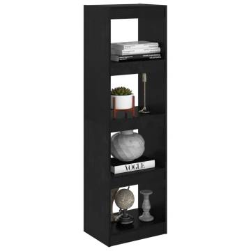 Stylish Black Book Cabinet Room Divider - Pinewood 40x30x135.5 cm