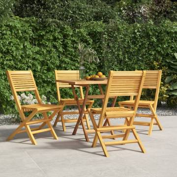 Folding Garden Chairs - 4 Pcs Solid Teak Wood - HipoMarket UK